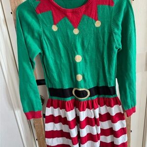 Festive Green and Red Elf Costume for Kids